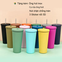 Ly giữ nhiệt inox 304 màu trơn tặng ống hút inox 750ML