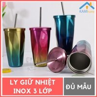 Ly giữ nhiệt inox Thái Lan 500ml có ống hút thép không gỉ bình cốc uống nước để bàn KMH 22007.1