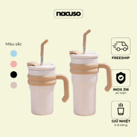 Ly giữ nhiệt khắc tên Tí Nị 500/700ml có ống hút, ly nước giữ nhiệt nóng lạnh inox 316 có tay cầm tiện lợi – NACUSO