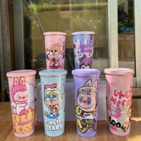 ￼Ly Giữ Nhiệt LABUBU Dung Tích 750ml Lõi Inox 304 Kèm Ống Hút + túi trong+ cọ rửa+ nút bịt ống hút)