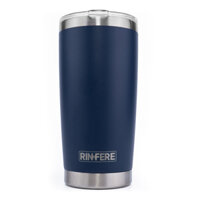 Ly Giữ Nhiệt Nắp Trượt Chống Tràn Rinfere - Tặng Kèm Ống Hút Không Gỉ, Dụng Cụ Vệ Sinh Ông Hút 590ml - Xanh Navy