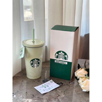 Ly giữ nhiệt Starbuck Xanh Mint xinh xắn size lớn 500ml - 750ml inox 304 tặng kèm ống hút - Bình Starbucks