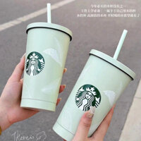 Ly giữ nhiệt Starbuck Xanh Mint inox 304 tặng kèm ống hút - Bình Starbucks màu mới