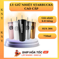 Ly giữ nhiệt Starbucks cao cấp 750ml, inox 304 an toàn bền bỉ giữ nhiệt 6h - 8h, kèm ông hút và túi tiện lợi KNY SHOP