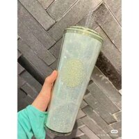 Ly giữ nhiệt Starbucks vỏ sò xanh 710ml, bình nước nhựa 2 lớp kèm ống hút Pinchana