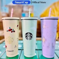 Ly Giữ Nhiệt Starbucks Xanh Mint Chất Liệu Inox 304 Dung Tích 550 - 750ml Kèm Ống Hút Cao Cấp Sang Trọng