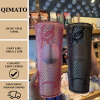 Ly giữ nhiệt Starbucks Blackpink phiên bản Jiso 710ml, bình nước hai màu fullbox kèm ống hút Qimato