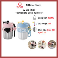 Ly giữ nhiệt TAFUCO 420ml Inox 304 + Tráng sứ Fashionista Cutie Tumbler (hồng bạc, vàng xanh)