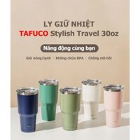 Ly giữ nhiệt TAFUCO 887ml Inox 304 Stylish Travel Tumbler (xanh than, trắng)
