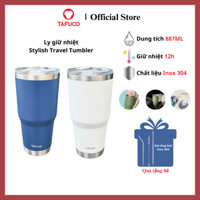 Ly giữ nhiệt TAFUCO 887ml Inox 304 Stylish Travel Tumbler (xanh than, trắng)