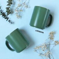 Ly gốm  lòng trắng | Cốc cà phê gốm có quai - Green ceramic mug