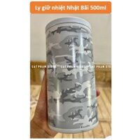 Ly inox HOA VĂN LÍNH giữ nhiệt Nhật bãi 500ml, không nắp_ giữ nhiệt 8 tiếng siêu tiện lợi