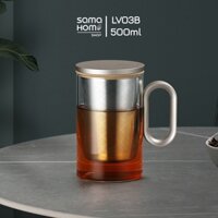 Ly lọc trà thủy tinh chịu nhiệt cao cấp Premium LV03B Gold 500ml - Quà tặng Cốc trà thủy tinh cao cấp Samahome Shop