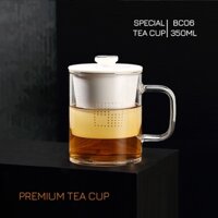 Ly lọc trà thủy tinh sứ ngọc cao cấp BC06 350ml- Cốc lọc trà thủy tinh chịu nhiệt cao cấp Samahome Shop