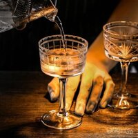 Ly Martini phong cách Maurice Longo, ly cocktail bohemian thủ công, ly pha lê khắc, ly margarita miệng rộng