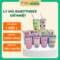 Ly Mù Babythree Giữ Nhiệt 500ml - Cốc Inox Cute, Kèm Ống Hút Inox, Nắp Trong Suốt, Giữ Nóng Lạnh