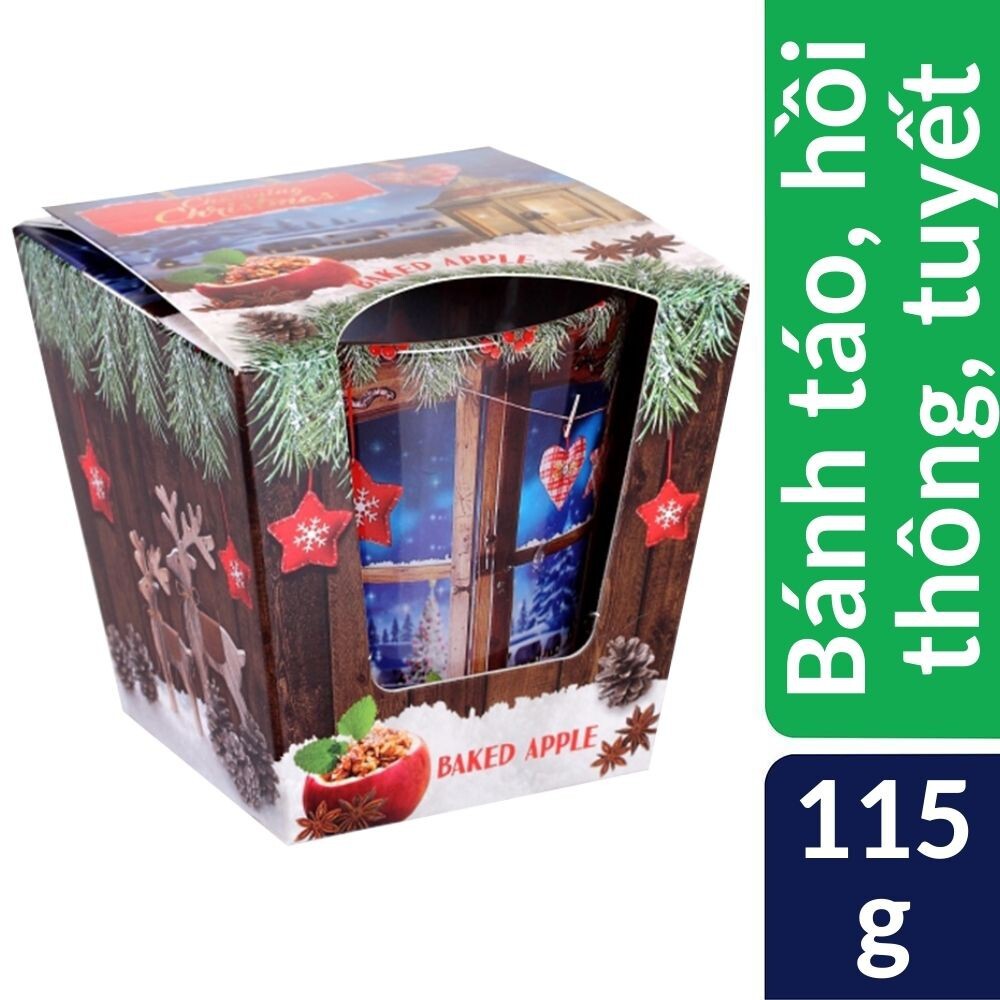 Ly nến thơm tinh dầu Bartek Charming Christmas 115g QT028491 - bánh táo nướng
