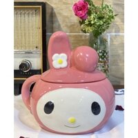 Ly nhân vật hoạt hình Kirby màu hồng có quai cầm và nắp -Bioworld My Melody  Sculpted Ceramic Mug