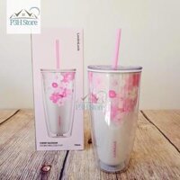 Ly nhựa 2 lớp  750ml Lock&amp;Lock có ống hút HAP507 HAP509 HAP522 - Trắng - Bông trên