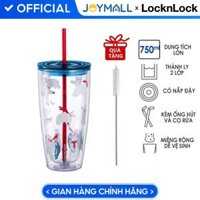 Ly nhựa 2 lớp Lock&amp;Lock HAP507 750ml - Hàng chính hãng, có ống hút, có nắp đậy - Tặng kèm cọ rửa - Xanh dương