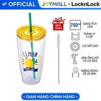 Ly nhựa 2 lớp Lock&amp;Lock HAP507 750ml - Hàng chính hãng, có ống hút, có nắp đậy - Tặng kèm cọ rửa - Vàng