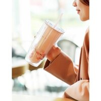 Ly nhựa 2 lớp Lock&Lock Cherry Blossom  - kèm ống hút HAP509 750ml