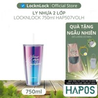 Ly nhựa 2 lớp Lock&Lock màu Violet kèm ống hút Your Own Rainbow double wall cold cup HAP507VOLH - HAPOS KIDS