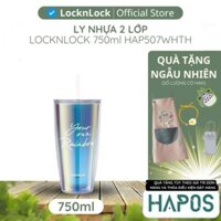 Ly nhựa 2 lớp Lock&Lock màu trắng kèm ống hút Your Own Rainbow double wall cold cup with straw HAP507WHTH - HAPOS KIDS