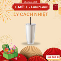 Ly nhựa 2 lớp LocknLock Double Wall Cold Cup 750ml HAP507 Trắng Ngà , Kèm ống hút và cọ rửa - K-MALL