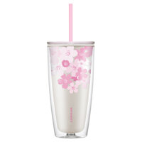 Ly Nhựa 2 Lớp LocknLock Double Wall Cold Cup Cherry Blossom 750ml HAP509WHT - Màu Trắng