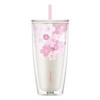 Ly Nhựa 2 Lớp LocknLock Double Wall Cold Cup Cherry Blossom 750ml HAP509WHT - Màu Trắng