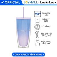 Ly nhựa 2 lớp LocknLock kèm ống hút HAP507 750ml - Tím xanh HAP522VOL