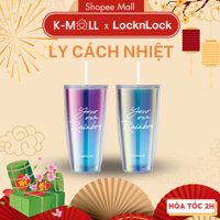 Ly nhựa 2 lớp LocknLock Rainbow double wall cold cup 750ml HAP507 , kèm ống hút và cọ rửa  - K-MALL