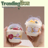 Ly Nhựa 300ml Đựng Bánh Lạnh, Tiramisu Kèm Nắp Gấu Hoặc Nắp Cầu (95)