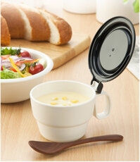 Ly nhựa cao cấp có nắp chống tràn Inomata hàng nội địa Nhật Bản - Màu trắng - 360ml