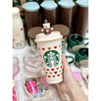 Ly nhựa reuseable + charm đậy nắp ly Starbucks - {HÀNG CHÍNH HÃNG}
