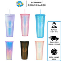 Ly nhựa starbucks sơn bóng kèm ống hút 710ml nhựa 2 lớp PP an toàn với sức khỏe, ly nhựa uống nước