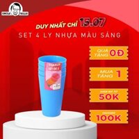 Ly Nhựa Uống Nước Bộ 4 Cái Màu Sáng Uncle Bills KD0012