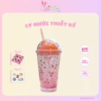 Ly nước 2 lớp họa tiết trái cây Summer 450ml chống đổ mồ hôi[FANCY]