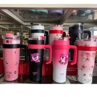 Ly Nước Giữ Nhiệt Bằng Thép Không Gỉ 304 Dung Tích Lớn 1200 Có Tay Cầm Và Ống Hút Tiện Lợi