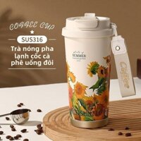 ly nước giữ nhiệt inox 316 Cốc cách nhiệt mới cốc cà phê dung tích lớn có ống hút cho các cô gái