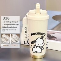 ly nước giữ nhiệt inox 316 Cốc cà phê di động có giá trị cao, cốc ống hút dung tích lớn 520ml