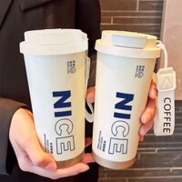 ly nước giữ nhiệt inox 316 Cốc Cà Phê Chữ Đơn Giản Đẹp Có Ống Hút Cốc Nước Cho Nữ 520ml