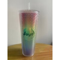 Ly nước kim cương 2 lớp sơn bóng 710ml kèm ống hút tiện lợi vệ sinh mang đi dễ dàng