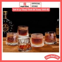 Ly rock thủy tinh pha lê đế xoay 360 độ, cốc uống whisky rượu đế lòi sang trọng