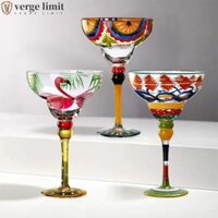 Ly rượu Margarita VERGE LIMIT, Thủy tinh Cocktail vẽ tay 270ml, Đám cưới cốc đầy màu sắc kỳ lạ