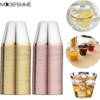 Ly rượu nhựa dùng một lần - 25PC 270ML Gold Clear Cups - Bộ đồ ăn có thể tái sử dụng - dành cho đồ uống, sinh nhật, đám cưới, tiệc tùng - Đồ dùng gia dụng