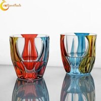 Ly Rượu RADIANTFLASH, Cốc Thủy Tinh Whisky Trong Suốt Dày, Đồ Uống 3 Màu Vẽ Tay Cốc Rượu Quà Tặng