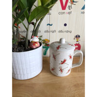 Ly sứ có nắp đậy 300ml hoạ tiếc Chuồng Chuồng Ớt