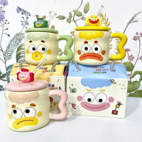 Ly Sứ Cốc Sứ Chú Hề 400ml Kèm Hộp Quà ,Thìa ,Ống Hút Thủy Tinh - Ly Sứ Quà Tặng - Vy An Group